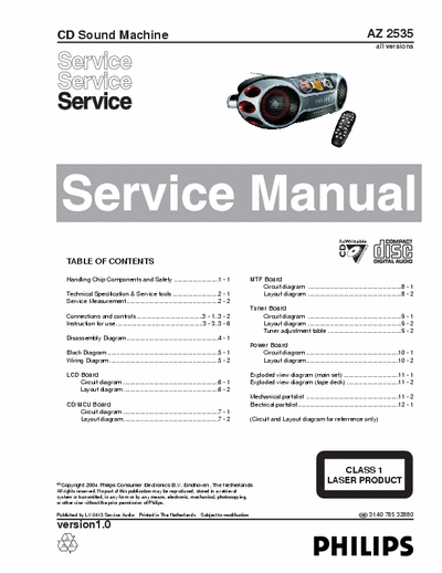 Philips AZ 2535 Manual Service - CD Sound Machine - pag. 26